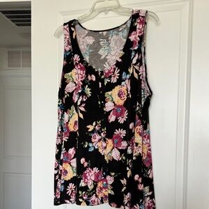 Torrid Black Tank Top with Colorful Floral Design